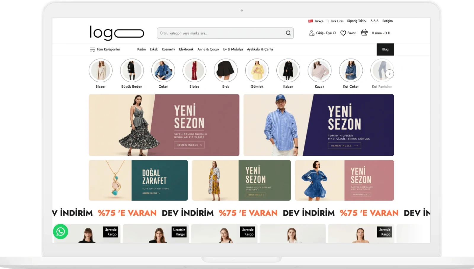 Trend E-Ticaret demo görünümü