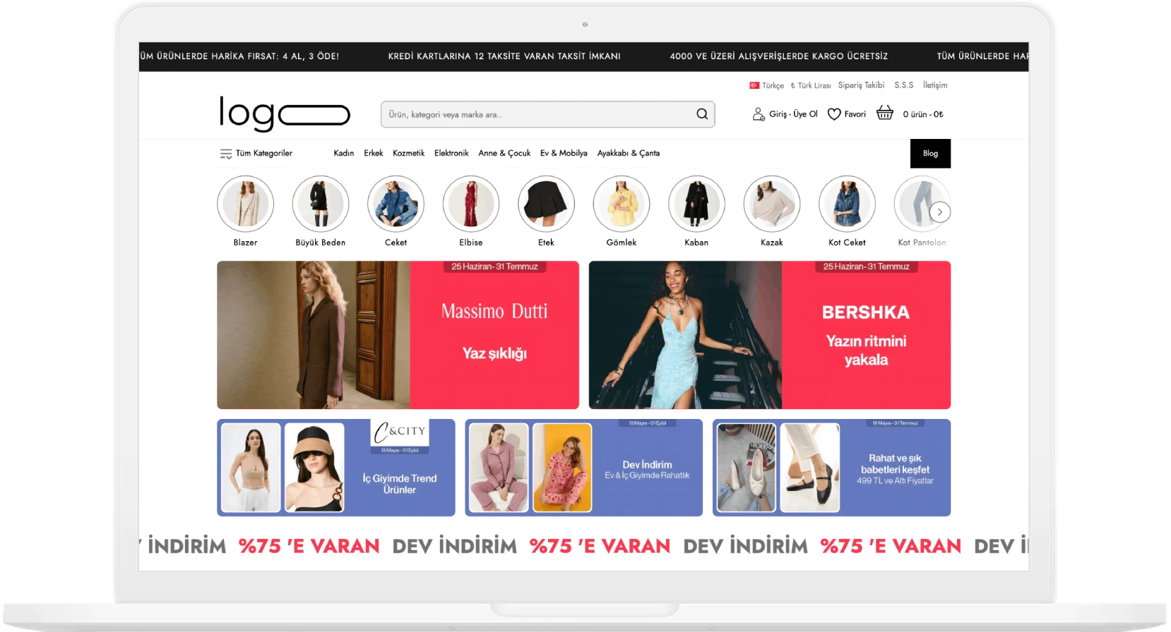 Trend E-Ticaret demo görünümü