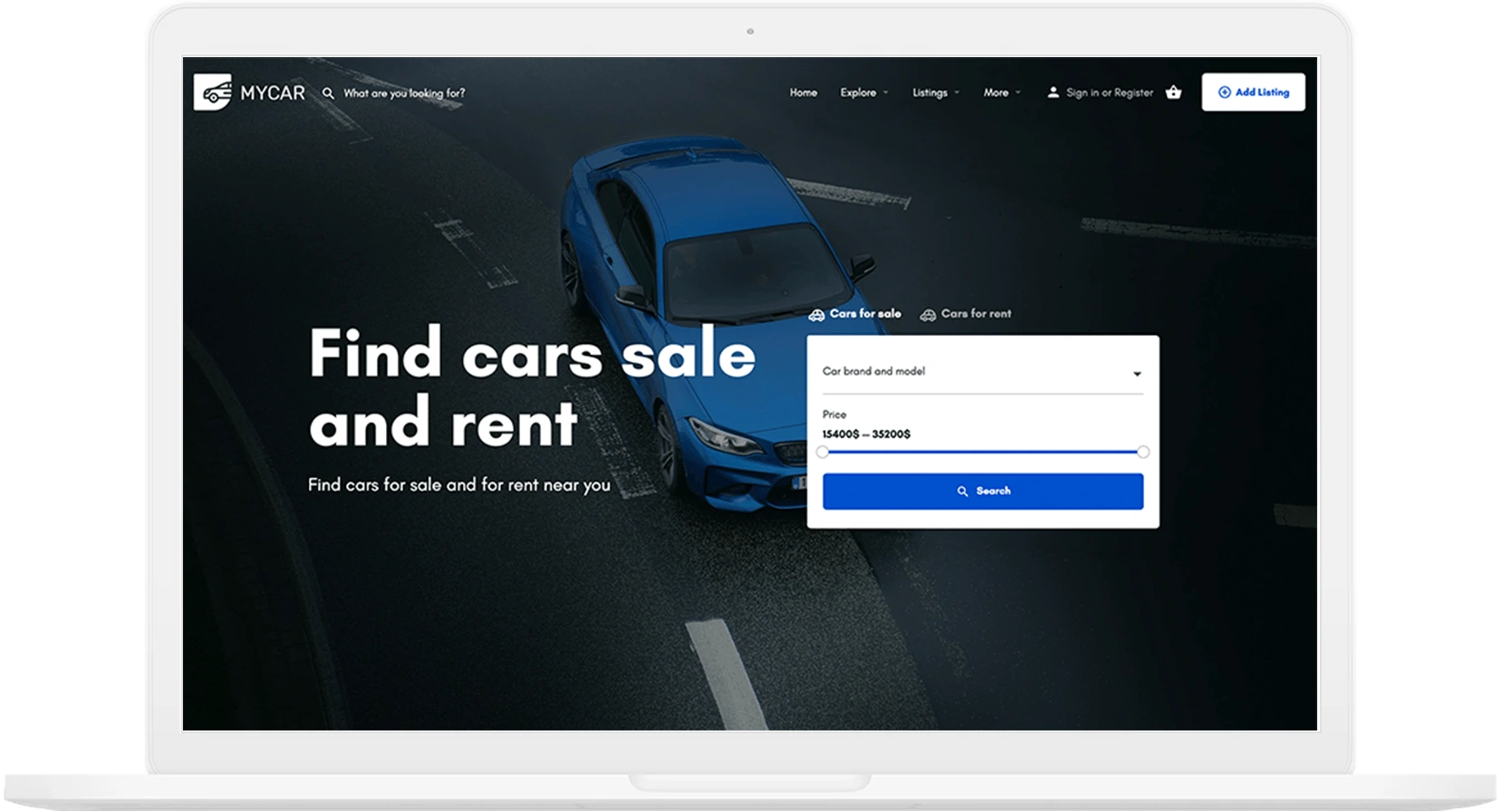 Mylisting Araba demo görünümü